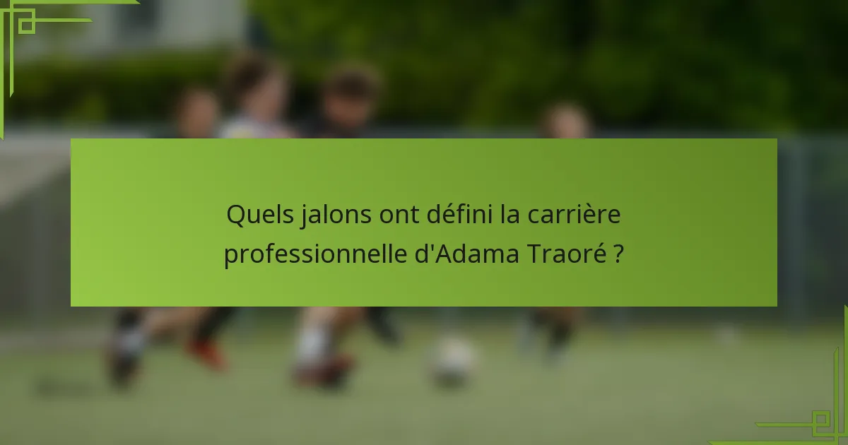 Quels jalons ont défini la carrière professionnelle d'Adama Traoré ?