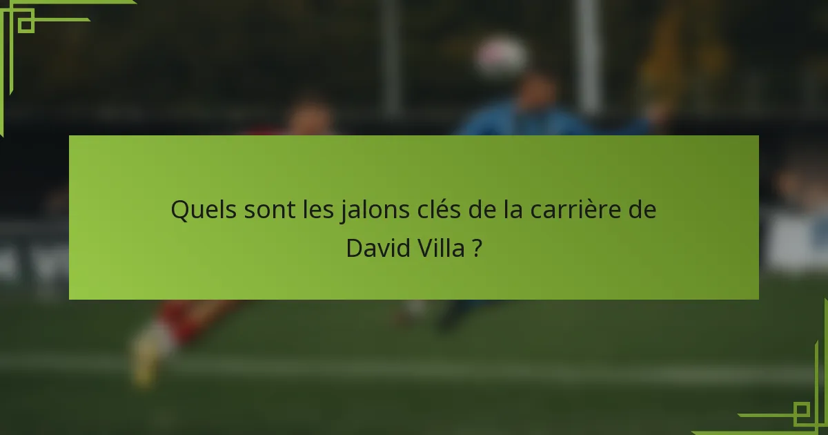 Quels sont les jalons clés de la carrière de David Villa ?