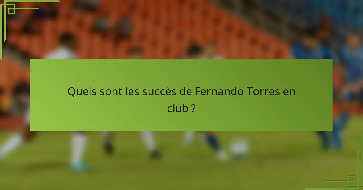 Quels sont les succès de Fernando Torres en club ?