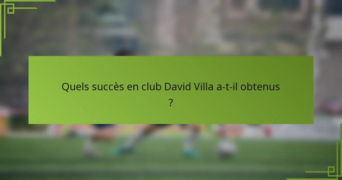 Quels succès en club David Villa a-t-il obtenus ?